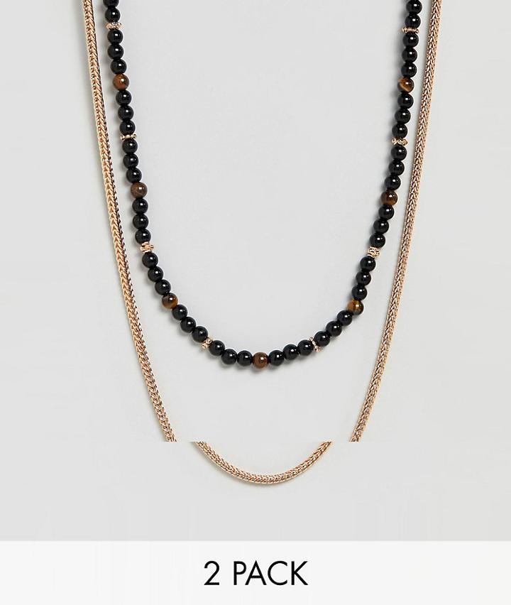 Aldo Black Beaded Necklace In 2 Pack - Black