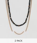 Aldo Black Beaded Necklace In 2 Pack - Black