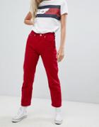 Tommy Jeans High Rise Straight Leg Jeans - Red