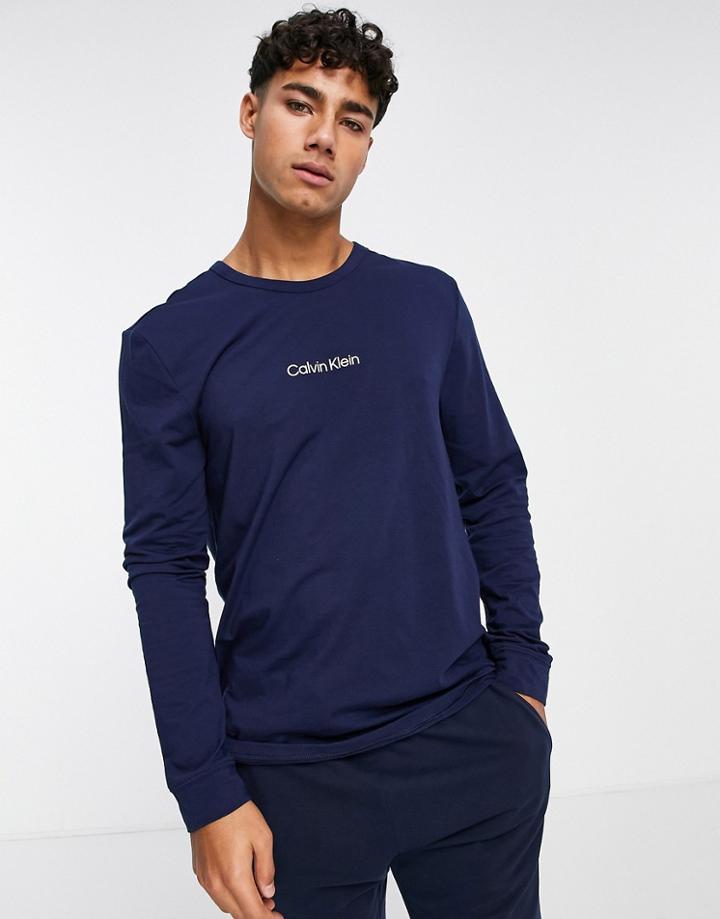 Calvin Klein Lounge Long Sleeve T-shirt In Navy
