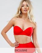 Wolf & Whistle Mix N Match Push Up Bandeau Bikini Top A-g Cup - Red