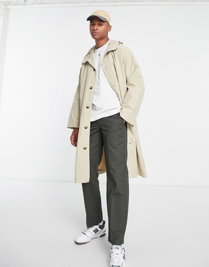 Asos Design Relaxed Lightweight Parka In Stone-neutral