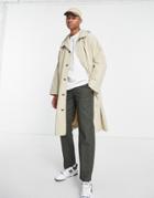 Asos Design Relaxed Lightweight Parka In Stone-neutral