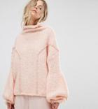 Oneon Hand Knitted Soft Cable Sweater - Pink