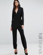Y.a.s Tall Lukka Tailored Long Sleeve Wrap Front Jumpsuit - Black