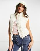 Monki Quilted Vest In Beige-neutral