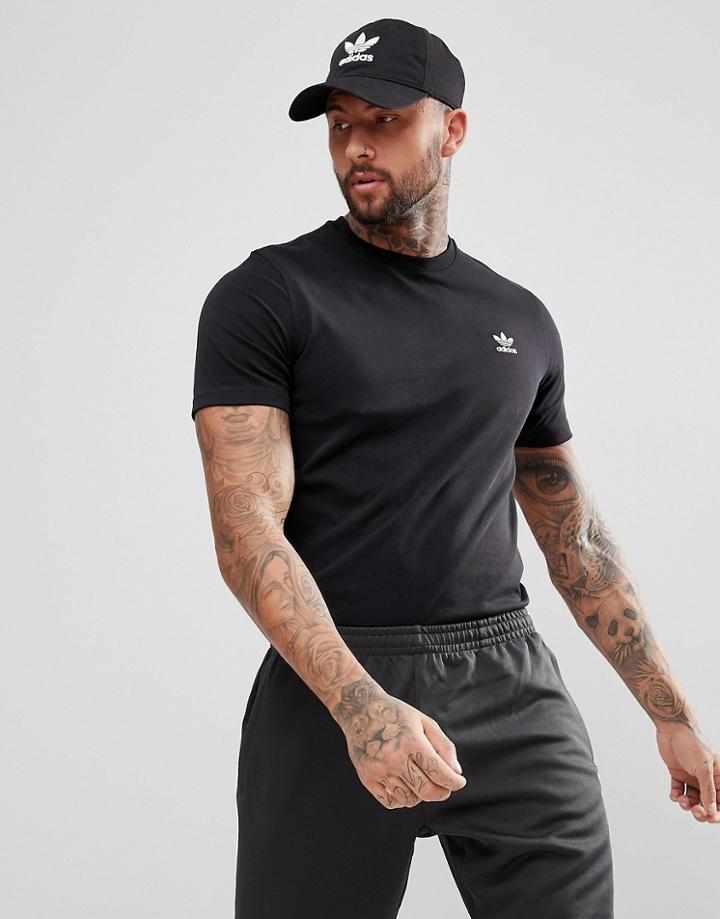 Adidas Originals Adicolor T-shirt With Embroided Logo In Black Cw0711 - Black