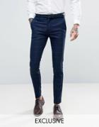Only & Sons Super Skinny Suit Pants In Textured Check - Navy