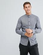 Selected Homme Slim Grandad Shirt In Grid Check - Gray