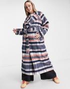 Weekday Kia Recycled Wool Brushed Long Coat In Check-multi