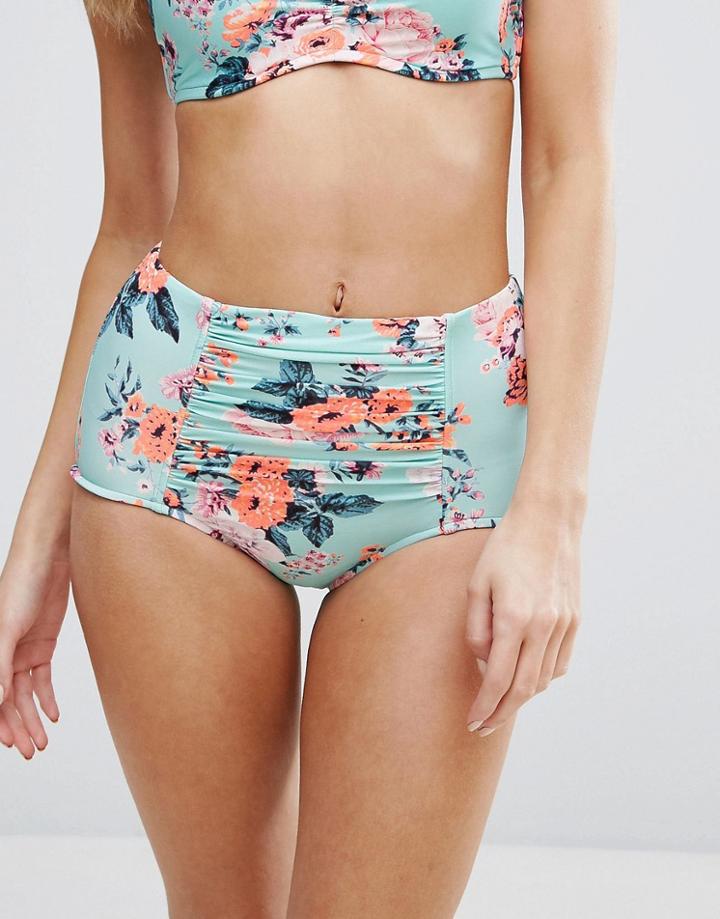 Seafolly Floral Power Mesh High Waisted Bikini Bottom - Multi