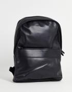 Asos Design Backpack In Black Faux Leather