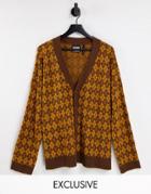 Reclaimed Vintage Inspired Unisex Knitted Cardigan In Argyle-multi