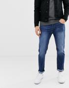 Jack & Jones Straight Fit Jeans In Mid Blue Wash - Blue