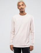 Asos Longline Long Sleeve T-shirt - Pink