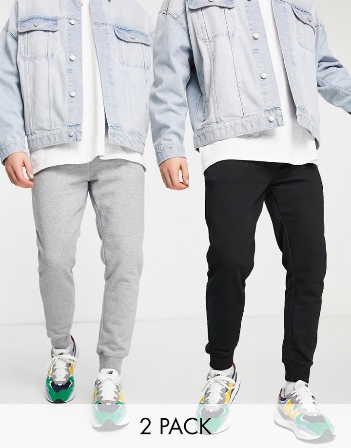 Topman 2-pack Sweatpants In Black And Gray-multi