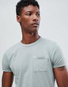 Scotch & Soda Garment-dyed Tee With Chest Pocket And Small Artworks - Gray
