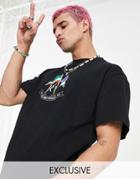 Reclaimed Vintage Inspired Relaxed T-shirt With Flag Embroidery In Black