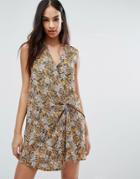 Missguided Floral Knot Front Mini Dress - Multi