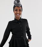 Verona Frill Long Sleeved Shirt In Black