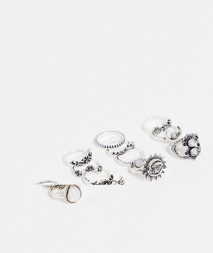 Ego Celestial Opal 14 X Multipack Rings In Silver