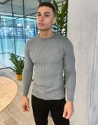 New Look Muscle Fit Crew Neck Knit Sweater In Khaki-green
