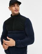 Jack & Jones Originals 1/4 Zip Fleece In Navy Color Block