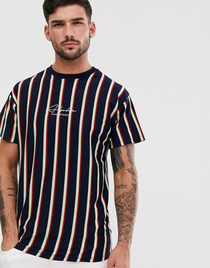 New Look T-shirt With Neon Vertical Stripe In Black - Black