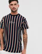 New Look T-shirt With Neon Vertical Stripe In Black - Black