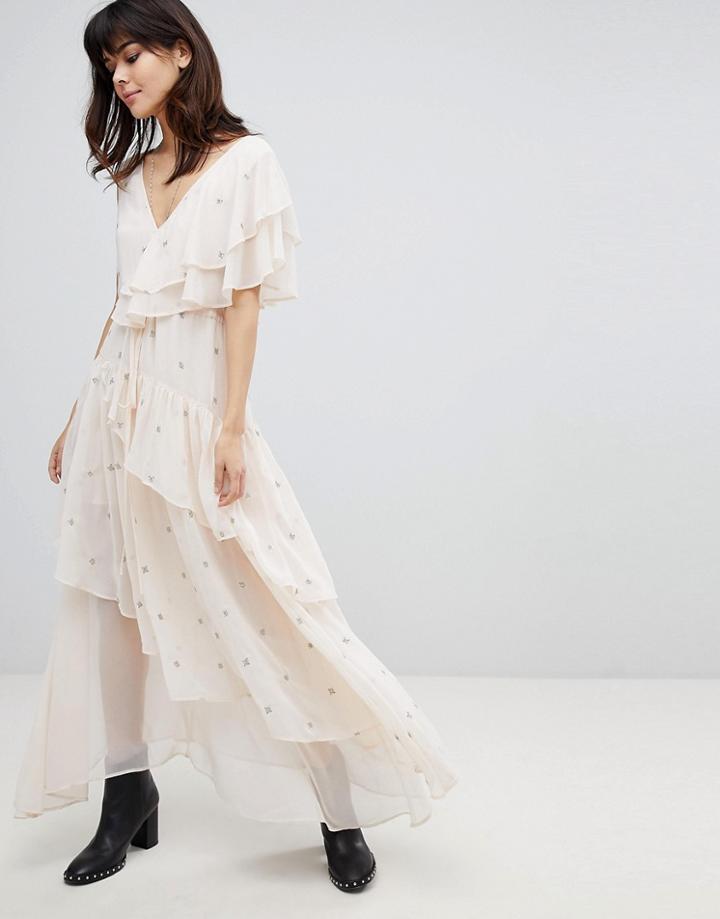 Religion Layered Dress With Embellishment - White