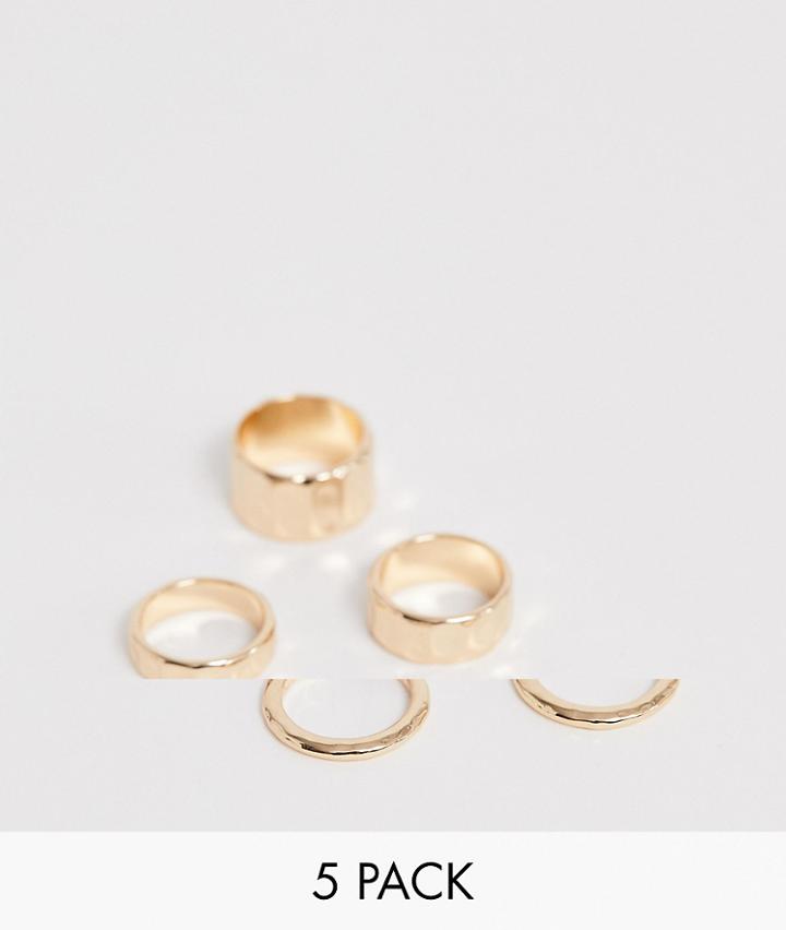 Monki Chunky Ring Pack In Gold