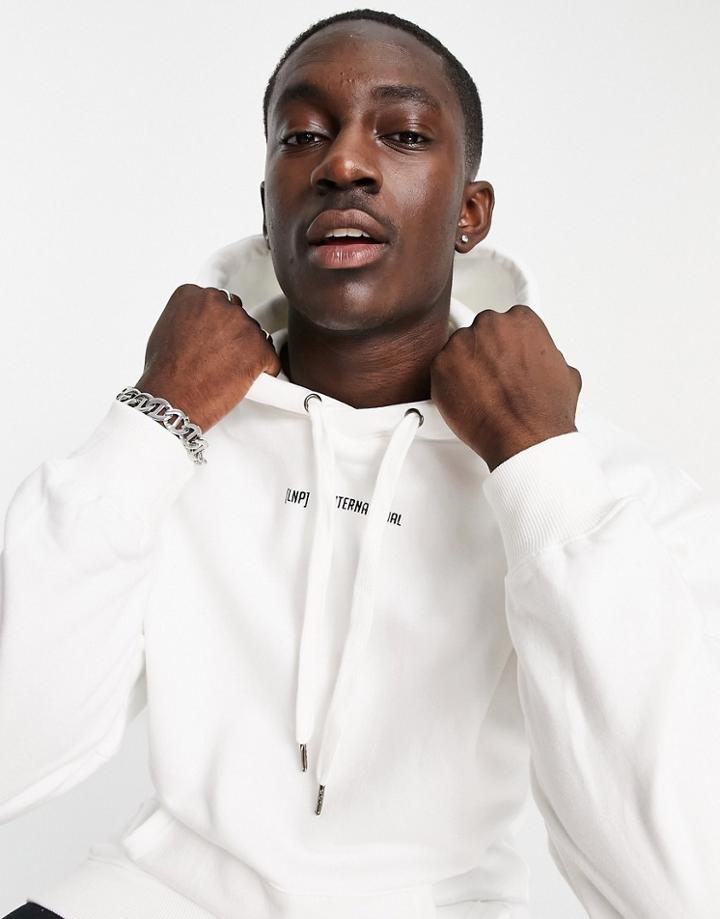 Liquor N Poker Oversized Hoodie In Off-white With Back Print