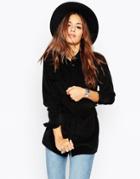 Asos Belted Longline Shirt In Cord - Black