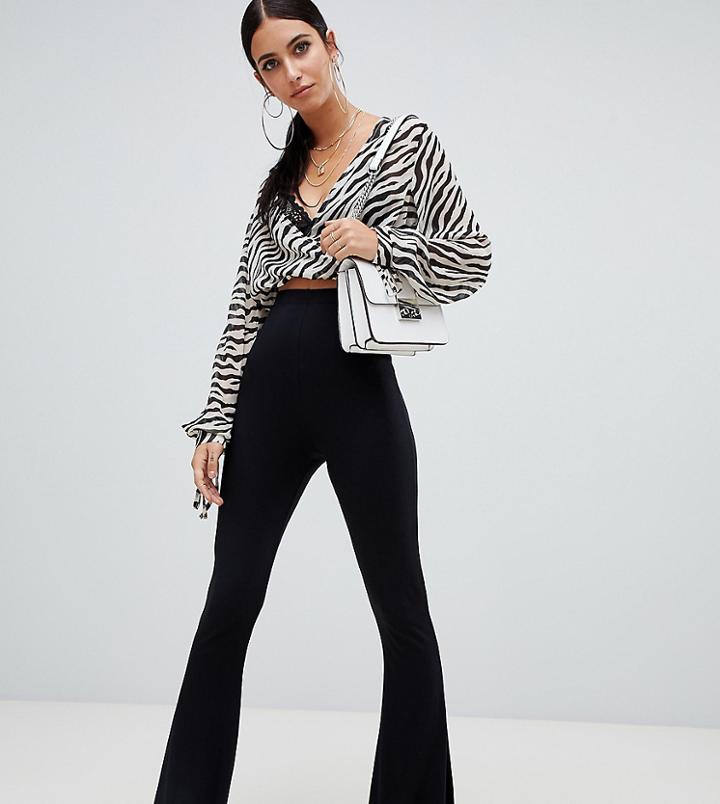 Missguided High Waist Flare Pants In Black - Black