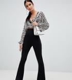 Missguided High Waist Flare Pants In Black - Black
