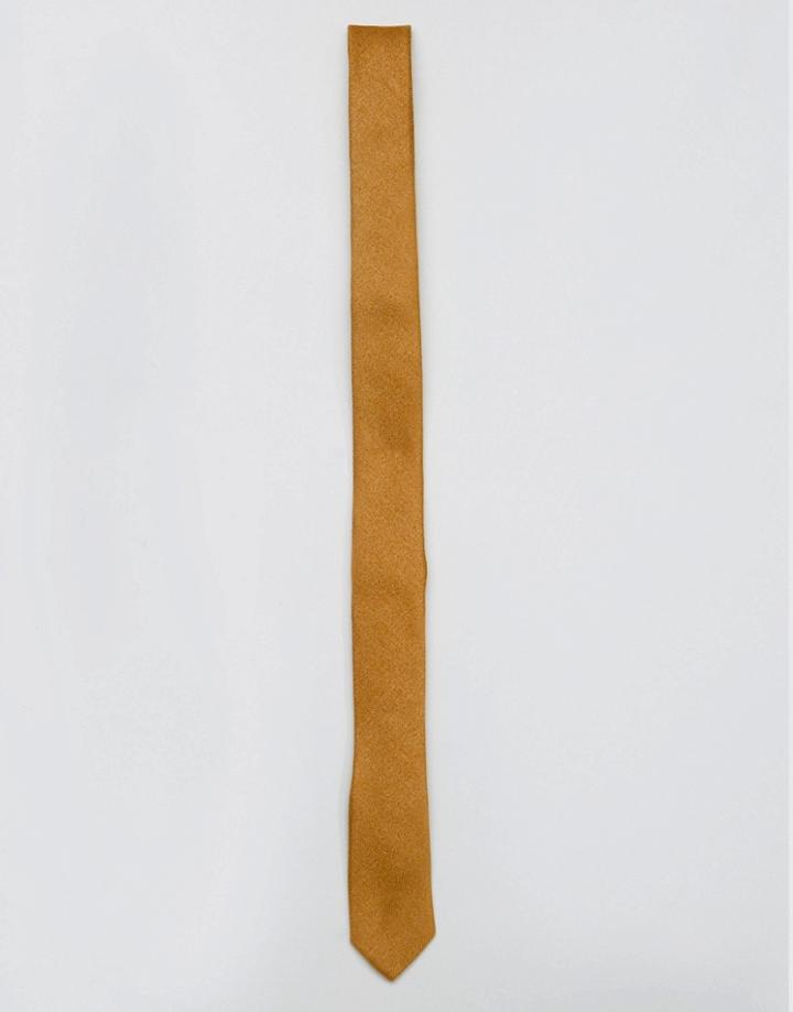 Asos Textured Tie In Mustard - Yellow