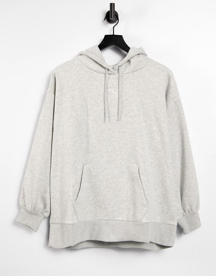 Puma Classics Oversize Hoodie In Gray-grey