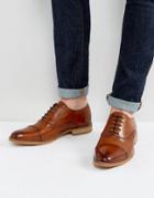Asos Oxford Shoes In Tan Leather With Natural Sole - Black