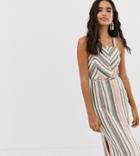 Miss Selfridge Linen Midi Dress With Button Detail In Stripe-multi