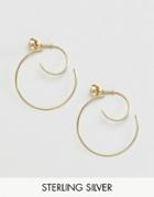 Asos Gold Plated Sterling Silver Curve Front & Back Hoop Earrings - Go
