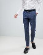 Selected Homme Slim Suit Pants In Blue Window Pane Check - Navy