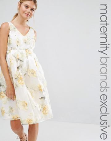 Chi Chi London Maternity Floral Organza Prom Dress - Multi