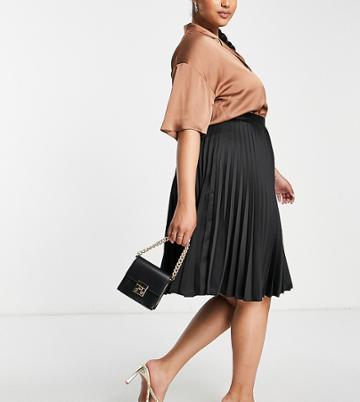 Closet London Plus Pleated Midi Skirt In Black