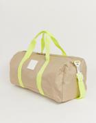 Asos Design Barrel Bag In Beige With Neon Straps