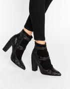 Asos Elysia Glitter Pointed Ankle Boots - Black