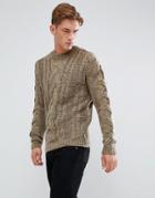 Bellfield Chunky Cable Sweater - Beige