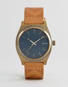 Nixon Local Time Teller Leather Watch In Tan - Tan