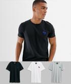 Abercrombie & Fitch 3 Pack Crew Neck T-shirt With Exploded Icon Logo In Black/white/gray Marl - Multi