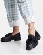 Asra Flo Tassel Chunky Loafers In Black Leather
