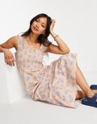 Y.a.s Exclusive Shirred Cami Midi Dress In Crab Print-white